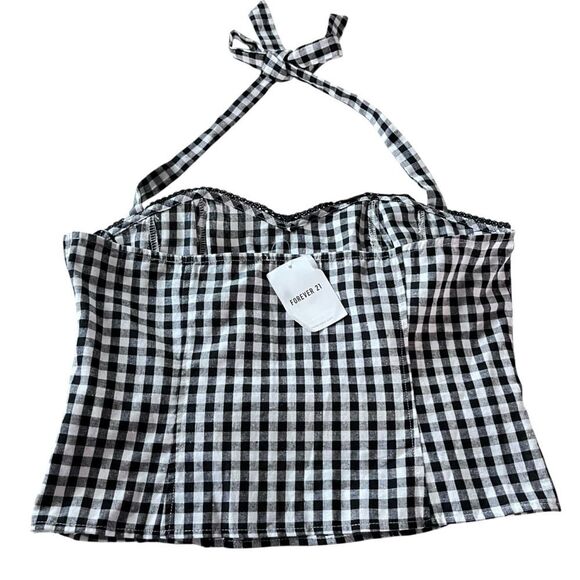 Forever 21 Gingham Check Halter Corset Top - Picture 3 of 4